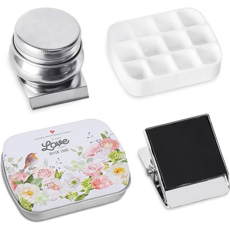 Boîte À Peinture En Boîte Métallique - Palette À Aquarelle 12 Alvéoles - Kit De Stockage Portable Avec Clip Magnétique Et Récipient En Acier Inoxydable - 1 Pièce (1/5)