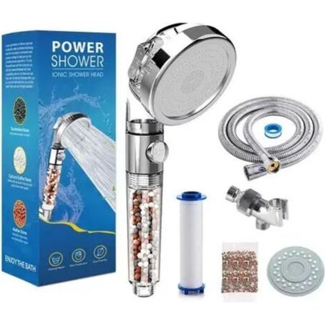Pommeau de douche avec filtre à eau à trois vitesses et système de purification d'eau à ions négatifs