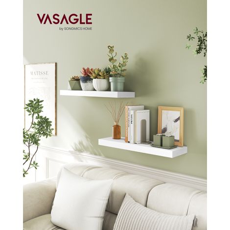 Étagère Murale Flottante de Rangement, Décoration Murale pour Salon, 60 x 20 x 3,8 cm, Blanc (1/5)