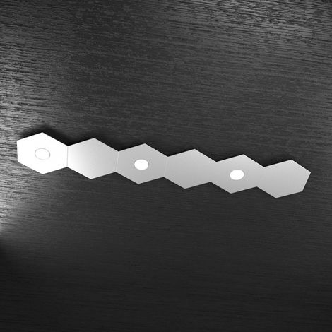 Plafoniera Moderna 6 Moduli Hexagon Metallo Grigio 3 Luci Led 12X3W (1/5)
