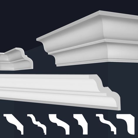 MARBET DESIGN Cornici in XPS Polistirolo Bianco per Soffitto e Pareti, Modelli di Cornici E-Cornici: E-10 / 80x87 mm, Max. Pacchetto (miglior prezzo al metro)