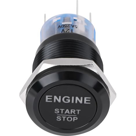 12-V-Startknopf für Pkw-Motoren mit weißer LED, Start-/Stoppschalter aus schwarz verzinkter Aluminiumlegierung, robustes Autoteil (1/5)