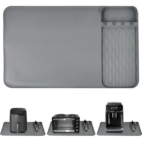 Alfombrillas de silicona resistentes al calor para freidora de aire, protección para encimeras de cocina, antideslizante e impermeable (gris) (1/5)