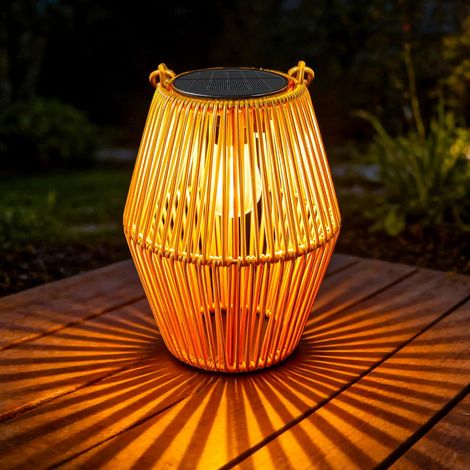 Lanternes Solaire Exterieur, 1 Pièce, Rotin Bohème, Blanc Chaud (1/5)
