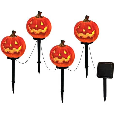 Halloween-Gartenlampen, Solar-Totenkopf- und Kürbislampe, wasserdichte Halloween-Skelett-Solar-Totenkopflampe aus Kunstharz (1/5)