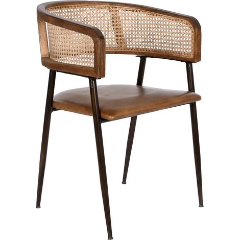 Fauteuil cuir élégant style scandinave pour séjour - Marron naturel (1/5)