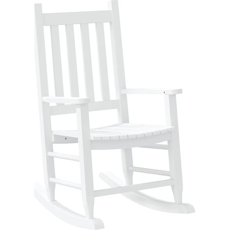 Chaise à bascule enfants blanc bois de peuplier massif (1/5)
