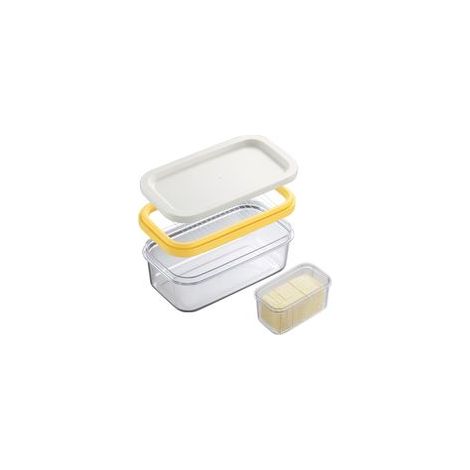 Mantequeras de plástico, mantequeras con tapa y rejilla para cortar, mantequeras transparentes, mantequeras herméticas 2 en 1, aptas para todo tipo de mantequilla (mantequilla cortada). - Crezuo