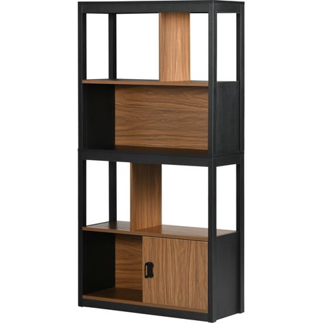HOMCOM Libreria Moderna a 4 Livelli Aperti con Armadietto in Truciolato e MDF (1/5)