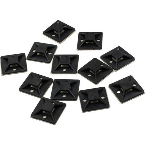 100 selbstklebende Basen 25x25 mm für Kabelbinder, schwarz (1/3)