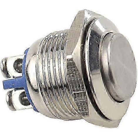 Interrupteur de klaxon à bouton-poussoir momentané, étanche, en acier inoxydable argenté, 16 x 23,5 mm, pour sonnette, bateau, voiture (1/3)