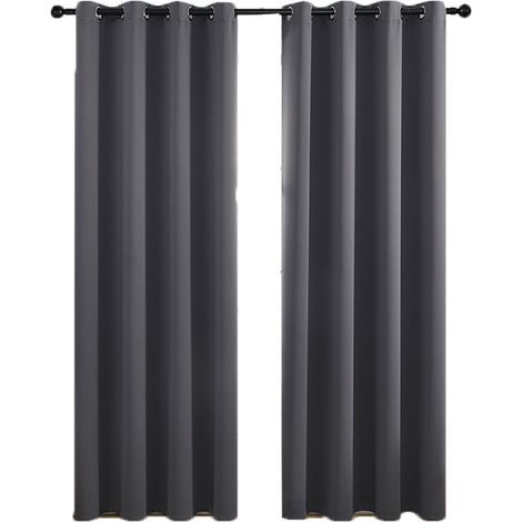 Rideaux occultants 106x160cm – chambre/salon – polyester gris (1/5)