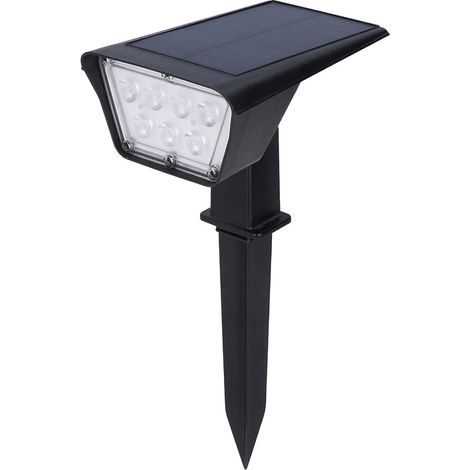Faretto 7 led picchetto ricaricabile con pannello solare crepuscolare lampada da muro 3,5 watt impermeabile IP65 6500K (1/5)