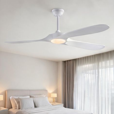 Ventilateur de plafond en bois massif blanc 60 pouces (1/5)