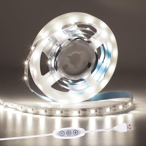 Bande LED USB 5V 2m Blanc froid 6000K Intensité variable 5V (1/5)