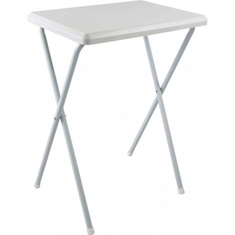 Tavolino Alto 52x38x68 h cm in Metallo e PVC Bianco