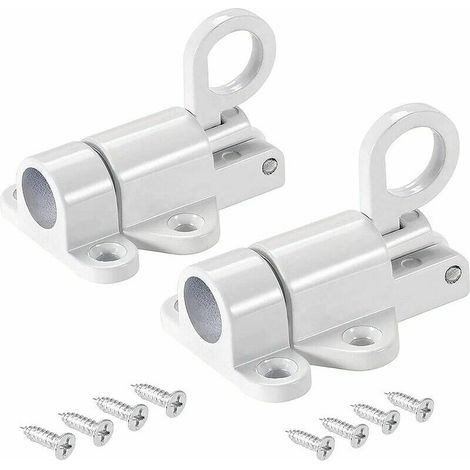 Lot de 2 verrous à ressort en aluminium pour fenêtre, porte, toilettes, chambre - Blanc (1/4)
