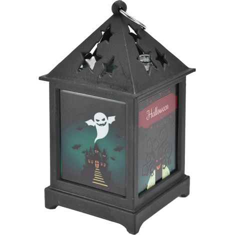 Lanternes décoratives Halloween, citrouille lumineuse portable à flamme vacillante, mini lanterne LED pour bar, salle de mystère, décoration de table (lumière chaude, batterie intégrée, fantôme) (1/5)