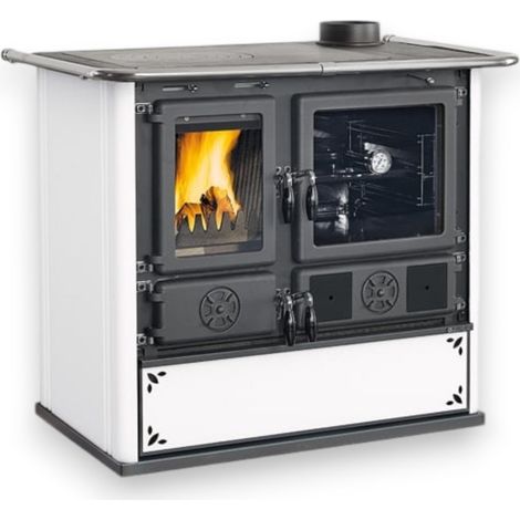 Cucina a legna in acciaio 8.8 Kw 103x65xH85 cm bianca 5.0 Steel Nordica (1/5)