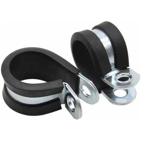 Colliers de fixation de tubes P-Clips de serrage avec insert en caoutchouc choix: Ø 50mm / Band 15mm, 4 Pièces (1/4)
