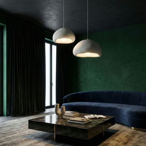 Suspension blanche design wabi-sabi 2 abat-jour NOXIS