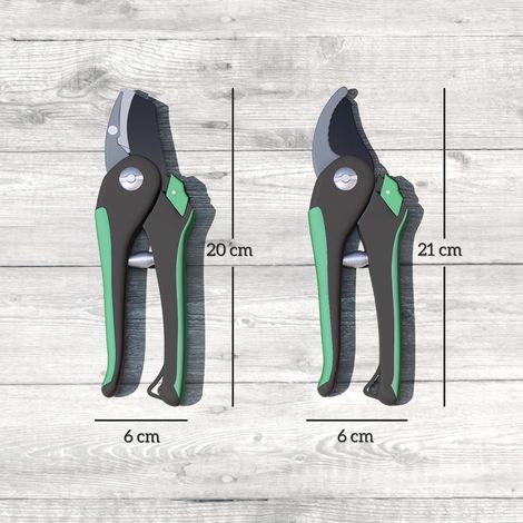 Ensemble d'outils de jardin, 2 pièces, outils de jardin en métal avec sécateur, vert et noir (1/5)