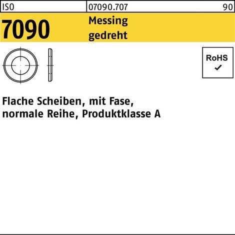 ISO 7090 Scheibe Messing blank gedreht 1,4mm (1,5x4x0,3) mit Fase Ohne Formfangabe 100 Stk