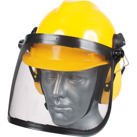 CASQUE DE PROTECTION AVEC GRILLE D'ACIER, COUSSINS EN PVC LÉGERS ET ÉCONOMIQUES (1/3)