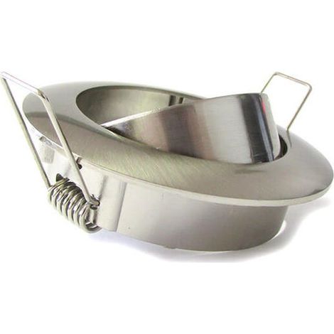 Porta Faretto Led GU10 MR16 Orientabile Rotondo Con Molla Satinato