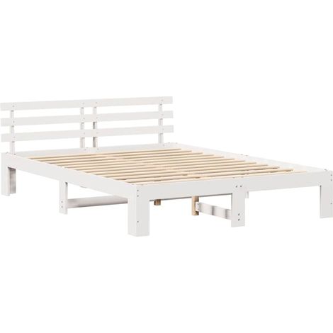 Lit double,Lit adulte,Cadre de lit Blanc 140 x 200 cm Bois de pin massif CFW9791977 (1/5)
