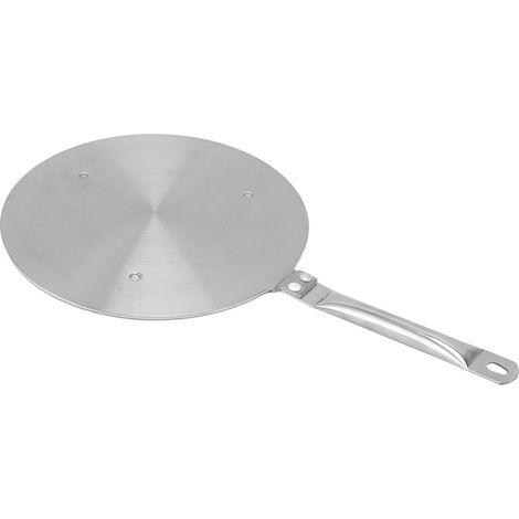 Plaque de diffusion de chaleur de 24 cm en acier inoxydable pour plaque à induction, avec poignée. (1/5)