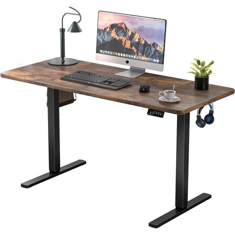 Schreibtisch Höhenverstellbar Elektrisch 110x60cm Braun 110 x 60 cm (1/5)