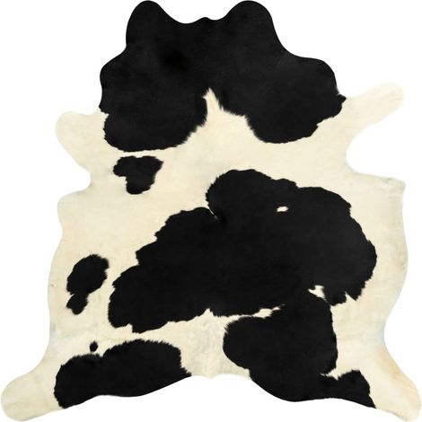 Tapis en peau de vache véritable Noir et blanc 150x170 (1/5)