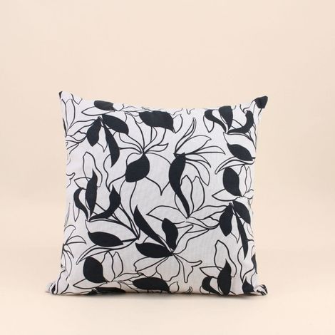 Coussin fleuri noir et blanc 40x40cm (1/5)