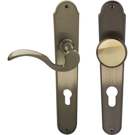 Südmetall Türgriff-Garnitur Langschild Panda PZ Messing brüniert Drücker links bronze 225 x 45 mm