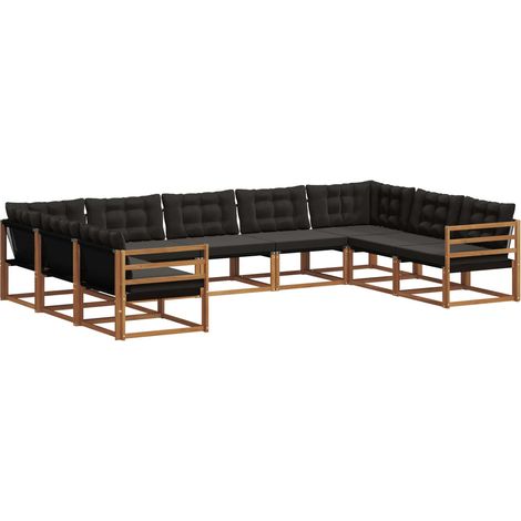 Outdoor Sofa Set with Cushion 9 pcs Natural and Black vidaXL (1/5)