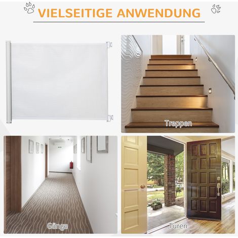 Barrière de sécurité escalier 115 cm, barrière pour chien, séparateur de porte, cloison blanche