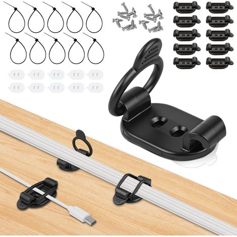 10 Clips de câble Auto-adhésif, Clips de Câble Élastiques en Silicone (1/5)