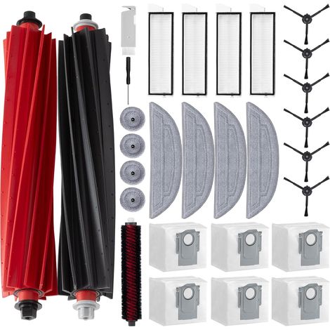 Kit d'accessoires pour roborock S8 Max Ultra, Ensembles de Rechange pour Robot Aspirateurs S8 MaxV Ultra avec 2 Brosse Principale 1 à rouleau et 6 Latérales, 4 Filtres Hepa, 4 Chiffon, 6 Sacs (1/5)