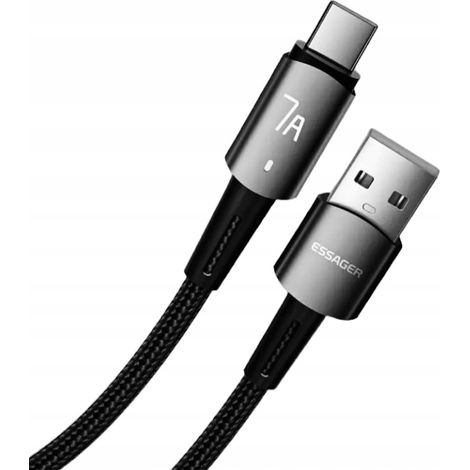 Cavo ESSAGER da USB A a C veloce, 2 metri, 7A, 100W, 2 m, NERO. (1/5)
