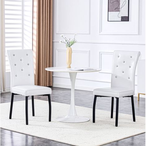 Esszimmerstuhl Set 2er PVC mit Metallbeinen Schwarz Weiß OKMYHOME (1/5)
