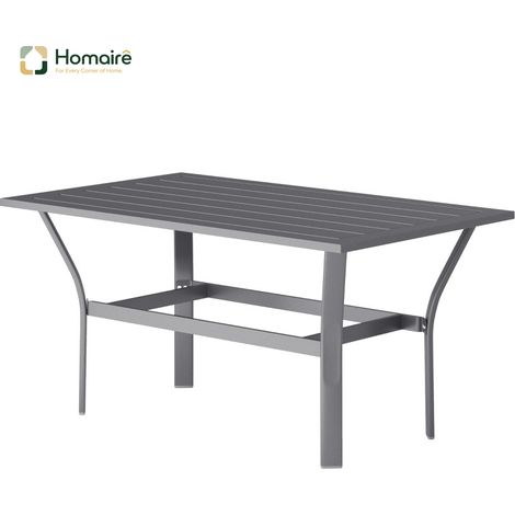 HOMAIRE Beistelltisch Metall Lamellendesign wetterfest Outdoor Dunkelgrau