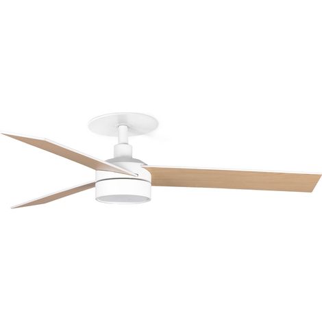 Faro Rudder Ventilateur de plafond encastré Rudder 106 cm à LED, blanc mat, pales en bois de frêne, 3 pales réversibles