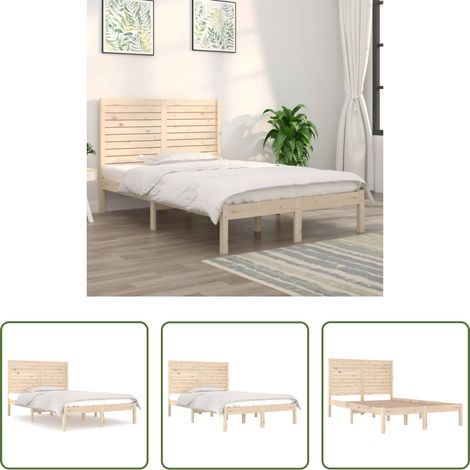 Cadre de lit - Cadre de lit sans matelas 135x190 cm bois massif (1/5)