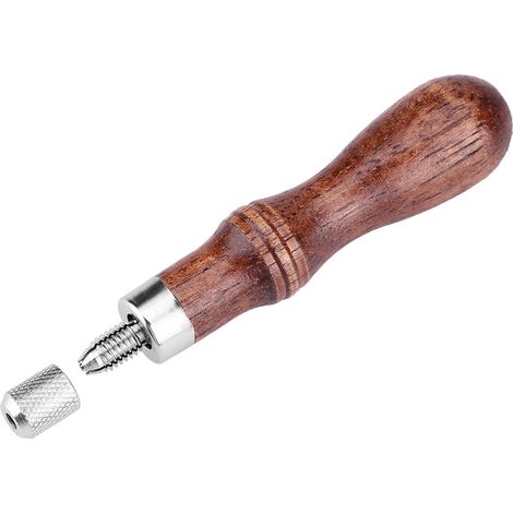 Poinçon à coudre le cuir 4 en 1 avec manche en bois, outil de perforation pour le bricolage du cuir (1/5)
