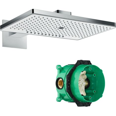 HANSGROHE Douche de tête 460 3jet avec bras de douche blanc/chromé avec corps encastré universel pour robtinetterie Ibox