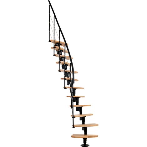 Scala dritta salvaspazio 13 gradini - Altezza raggiungibile 2.41 a 3.17m - Larghezza 65cm - Struttura nera e gradini in legno di faggio - NIZZA60/I/NH-13