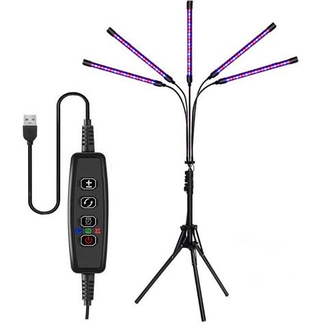 120 LED plante poussent la lumière avec trépied LED de jardinage lumière de semis spectre complet avec 3 Modes de minuterie 10 niveaux réglables