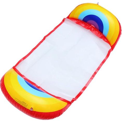 Piscina gonfiabile - Lettino galleggiante - Relax estivo - Design ergonomico - 126x73 cm - Fantasia arcobaleno (1/5)