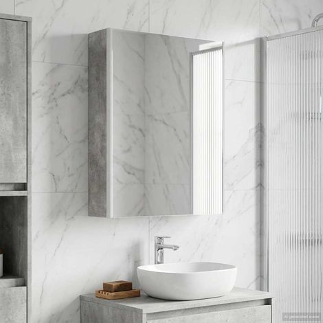 vidaXL Mobiletto per specchio da bagno Grigio cemento